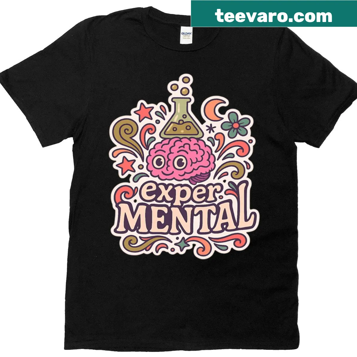 Cute brain graphic design on Experimental Cute Brain Edition T-shirt — on a men's t-shirt