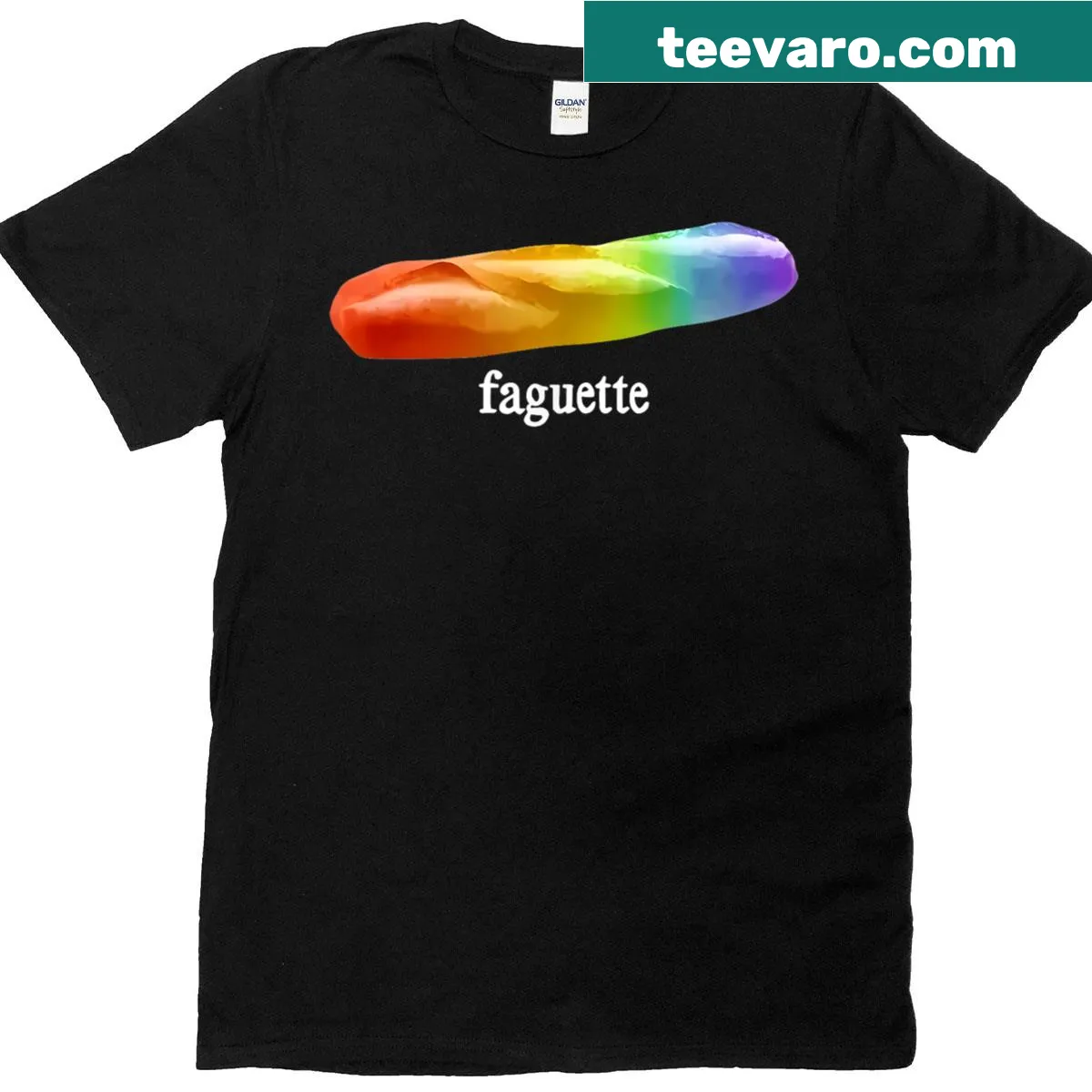Playful LGBT graphic T-shirt with Faguette slogan — on a men's t-shirt