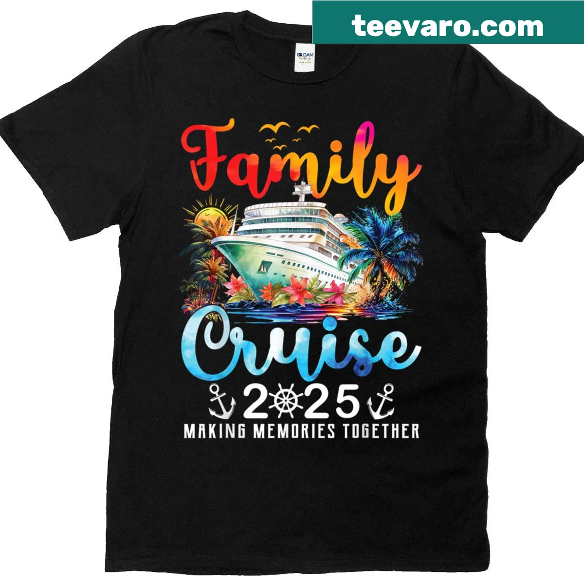 Matching family cruise ship T-shirt for 2025 vacation — on a men's t-shirt
