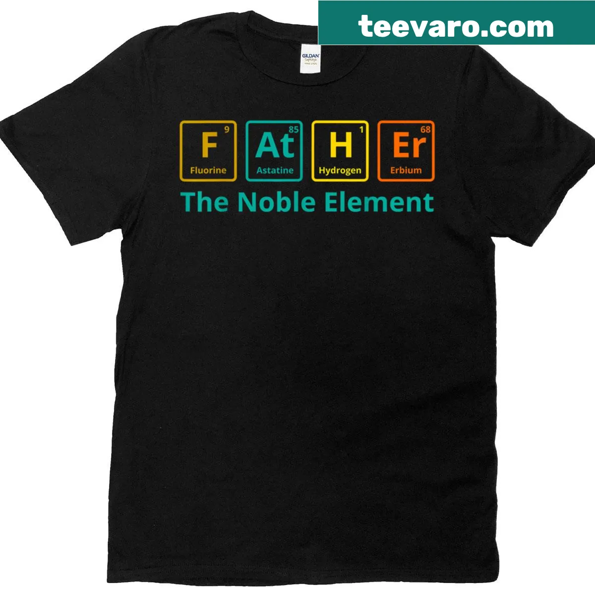 Illustrative periodic table design on Father Science Dad T-shirt — on a men's t-shirt