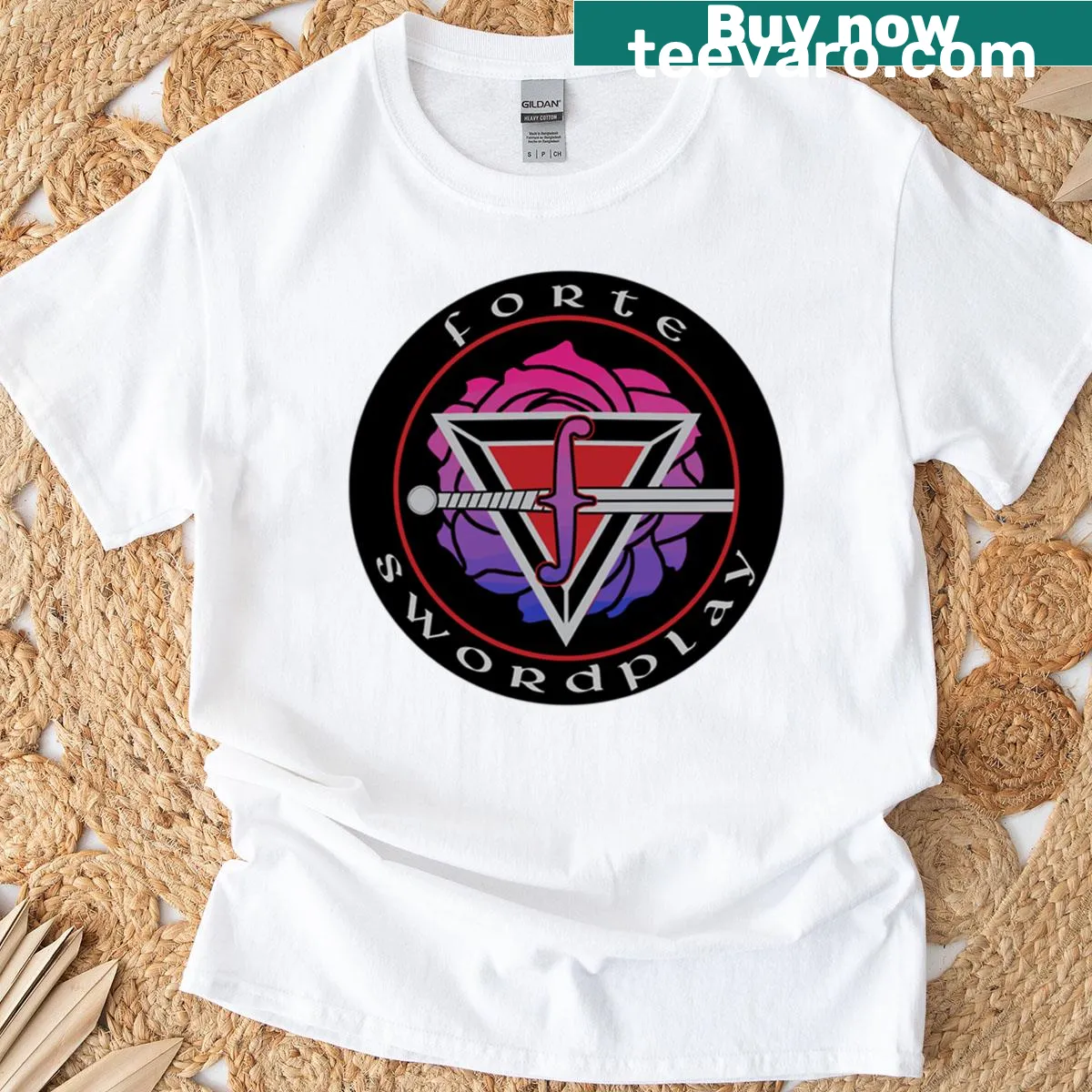 T-shirt featuring the Forte logo for Bi Pride — on a men's t-shirt