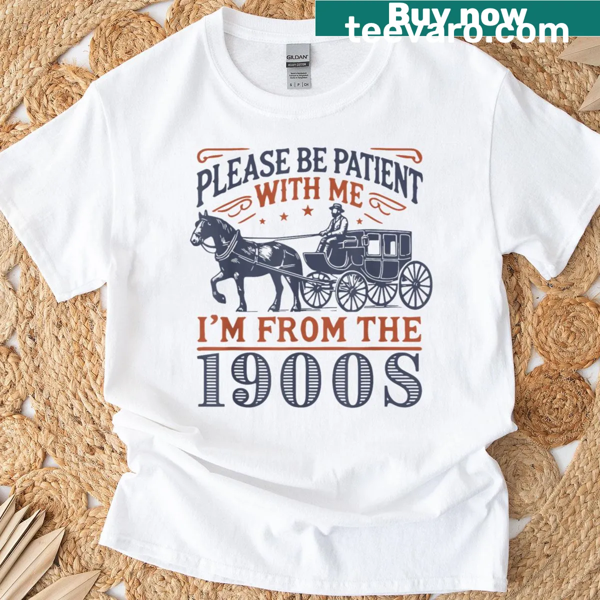 Vintage-style shirt for dads with 'I’m From 1900s' text — on a men's t-shirt