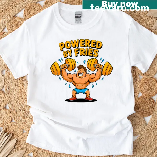 Humorous typography on a gym-themed T-shirt