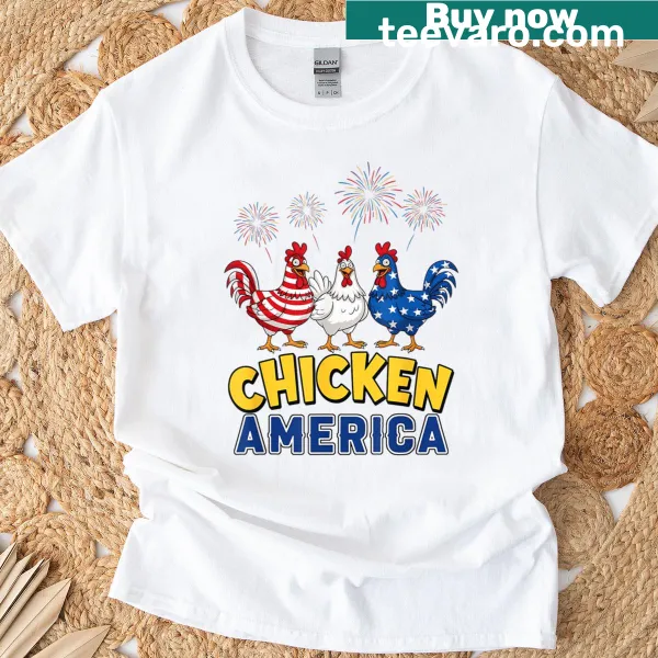 Illustration of a chicken with USA flag for 4th of July