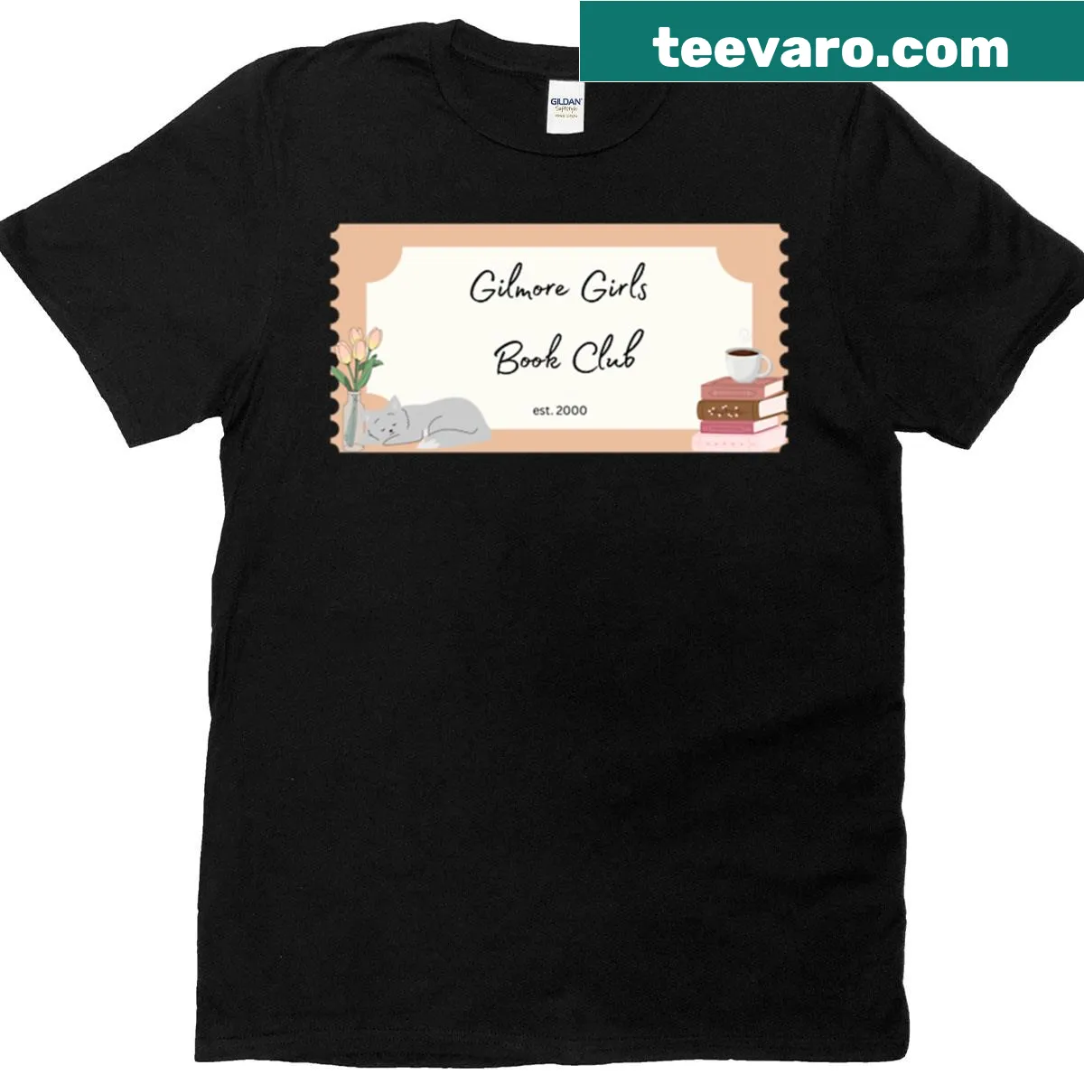 Oversized T-shirt featuring a Gilmore Girls book club design for fans of the show. — on a men's t-shirt