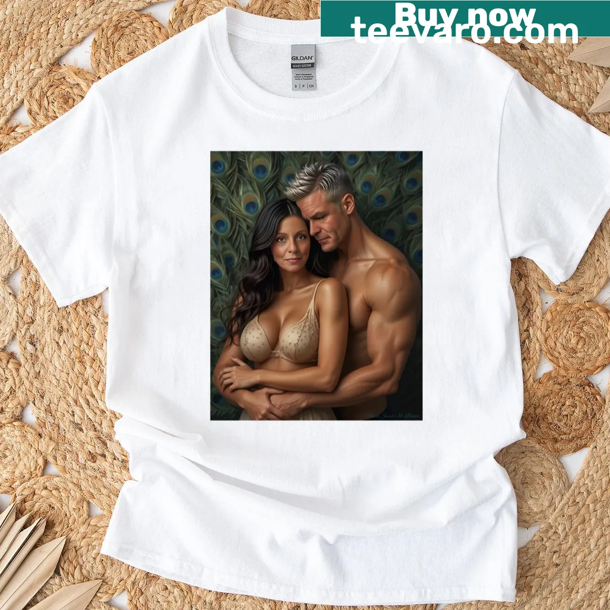 Stylish typography design featuring 'Golden Hearts' on a t-shirt — on a men's t-shirt