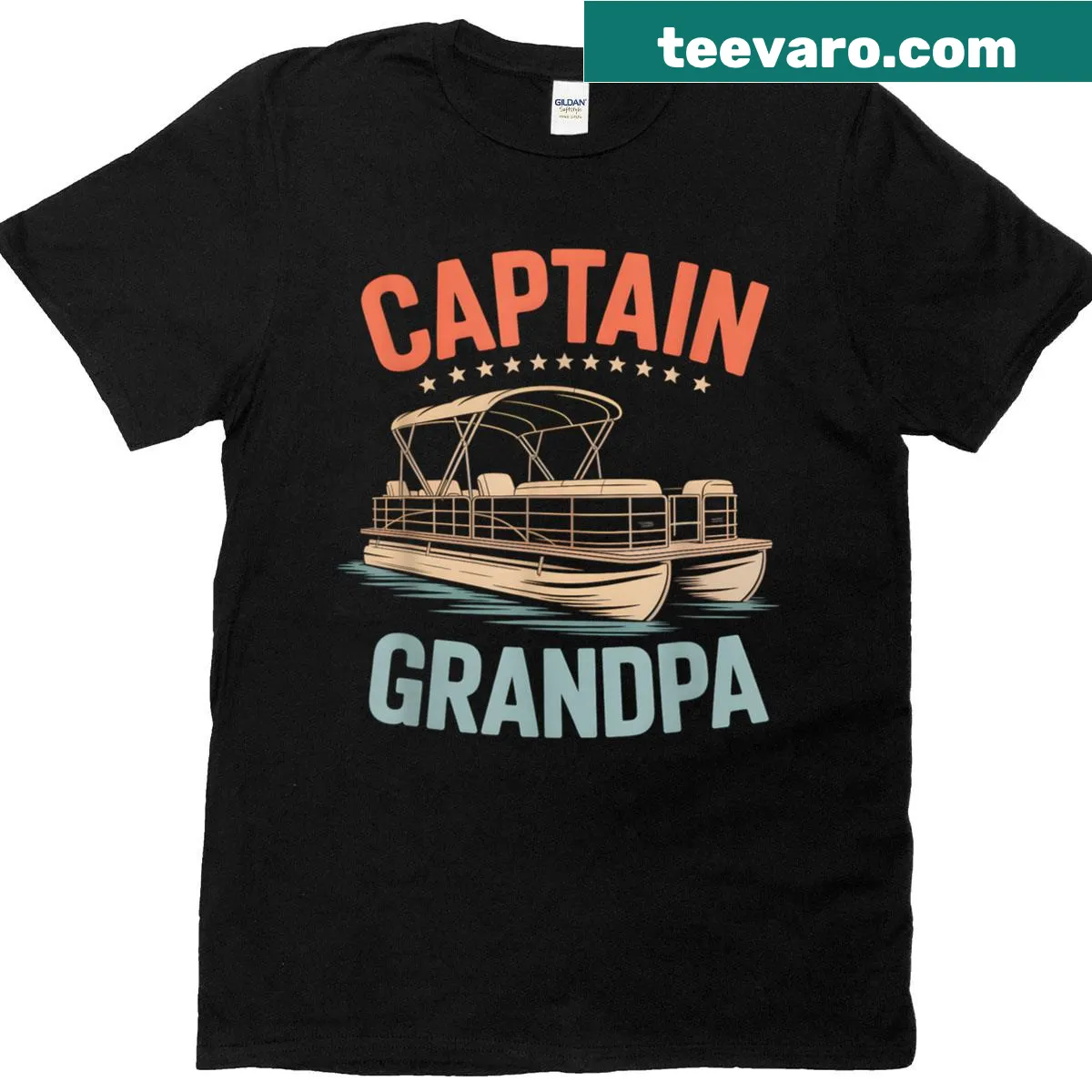 Vintage pontoon boat captain graphic T-shirt — on a men's t-shirt