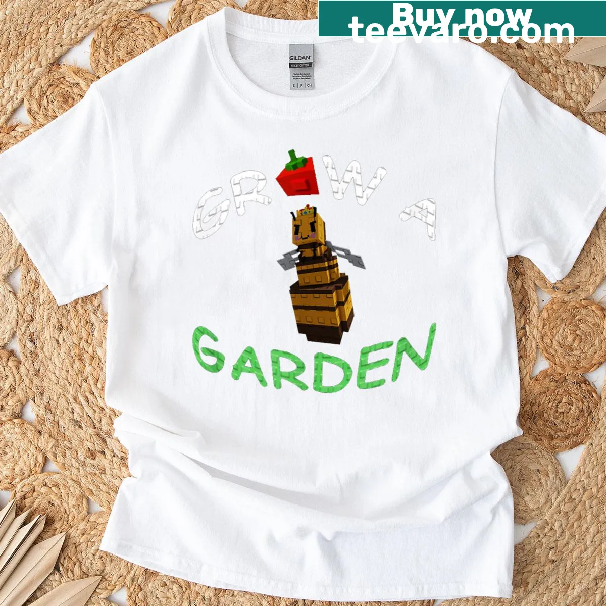 Funny t-shirt for gamers featuring 'Grow A Garden - Queen Been Edition' — on a men's t-shirt