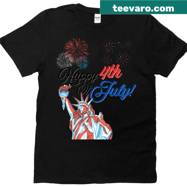 Happy 4th of July text design on a festive t-shirt