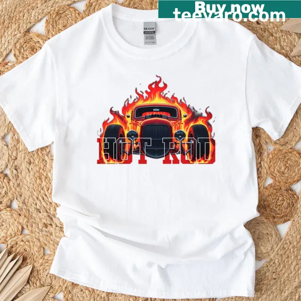 Hot rod T-shirt with a bold flame design
