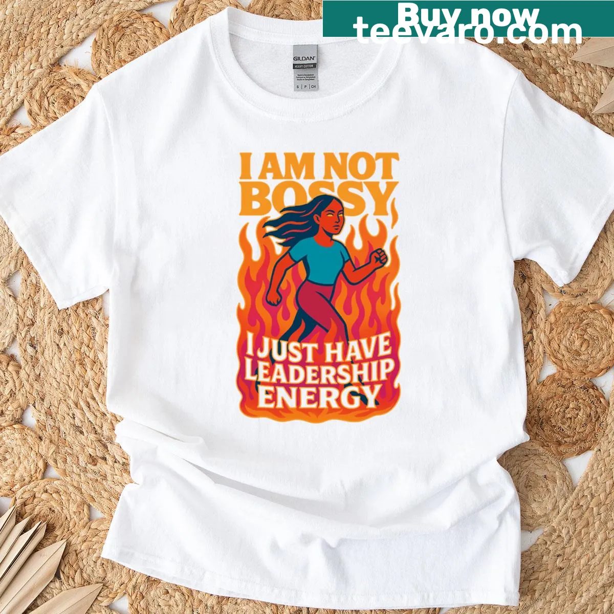 Inspirational T-shirt with a quote about leadership energy. — on a men's t-shirt