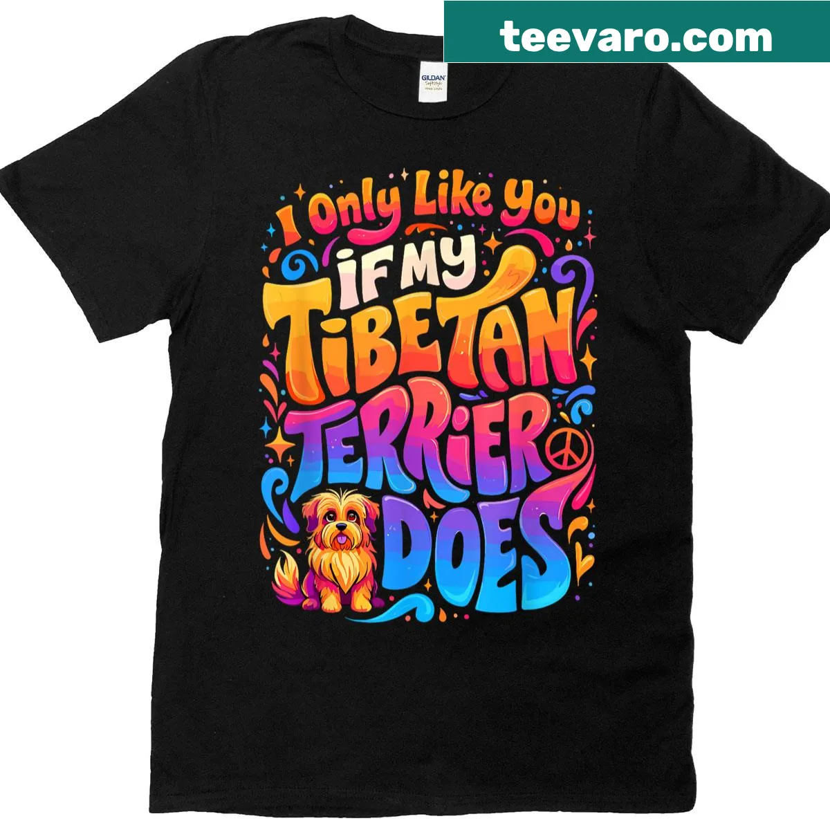 Funny t-shirt for dog owners with a Tibetan Terrier theme — on a men's t-shirt
