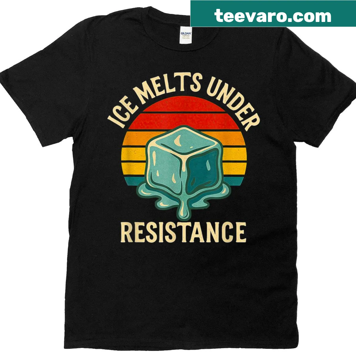 Empowerment quote t-shirt with 'Ice Melts Under Resistance' text — on a men's t-shirt