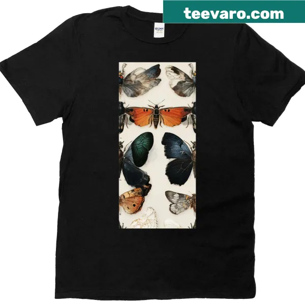 Vintage insect and butterfly patterned t-shirt