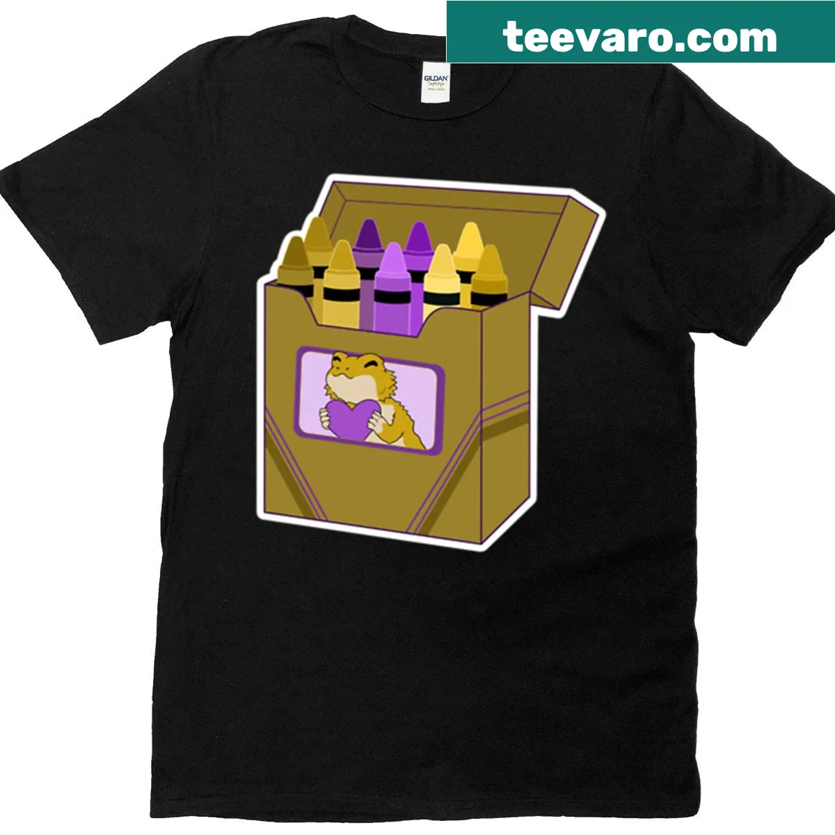 Crayon box graphic symbolizing intersex pride on a T-shirt. — on a men's t-shirt