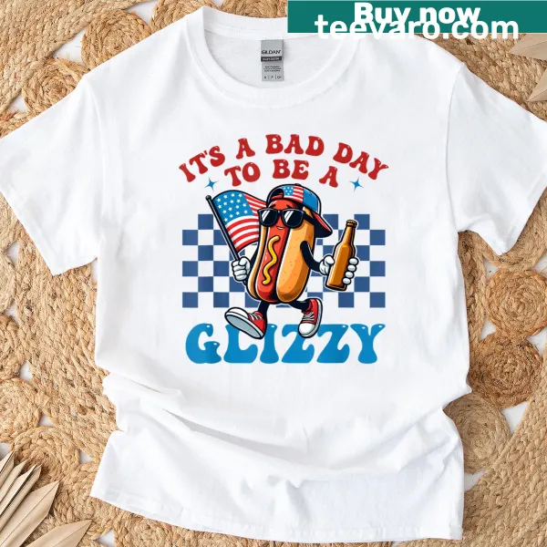 Funny 4th of July t-shirt with humorous glizzy grill saying.