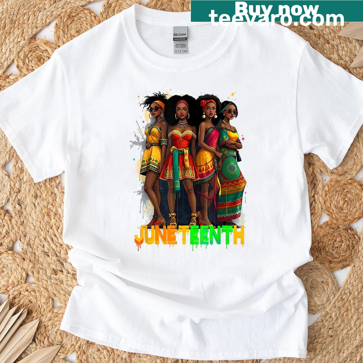 T-shirt featuring 'Juneteenth 1865' text — on a men's t-shirt