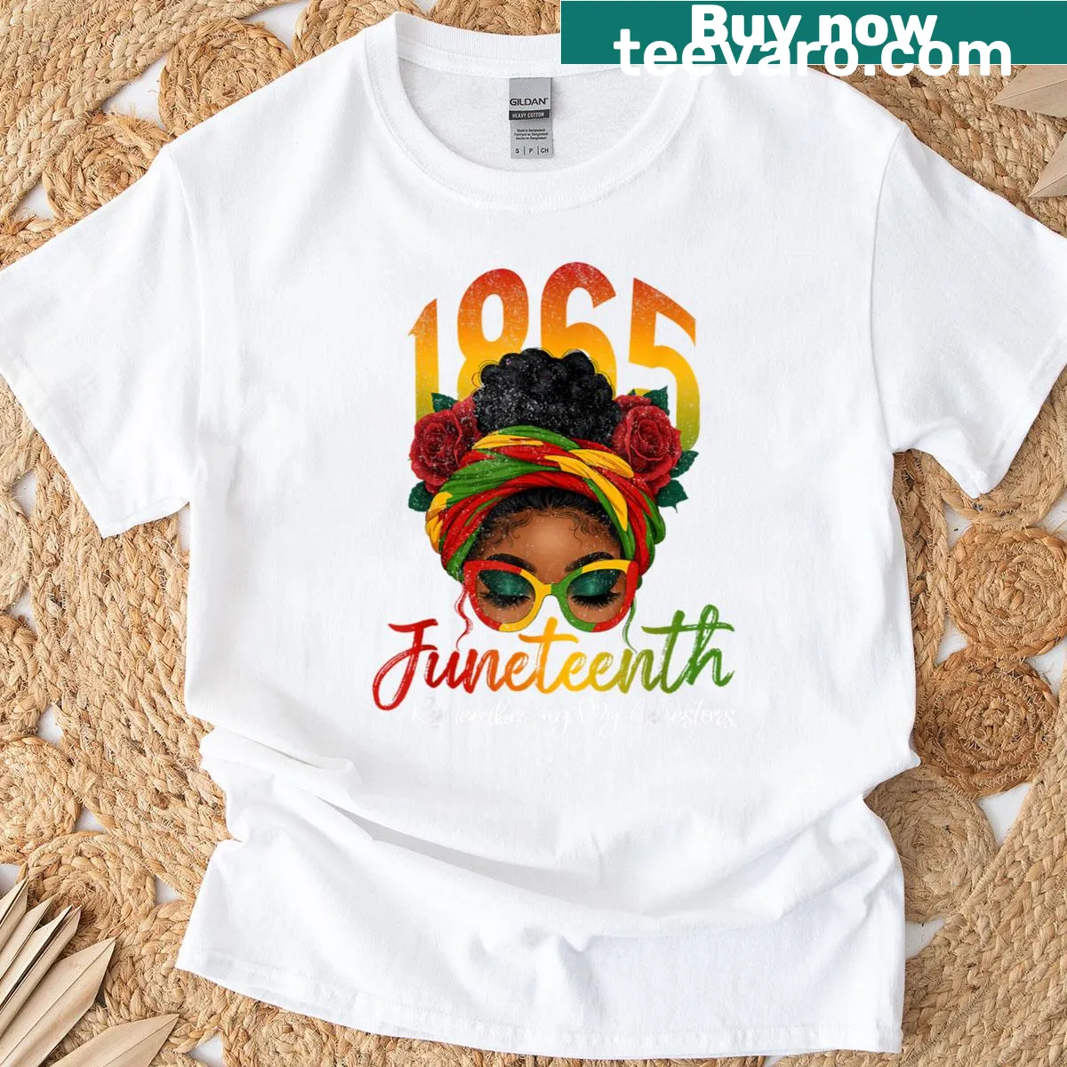 Juneteenth t-shirt with 'Remembering My Ancestors' text — on a men's t-shirt