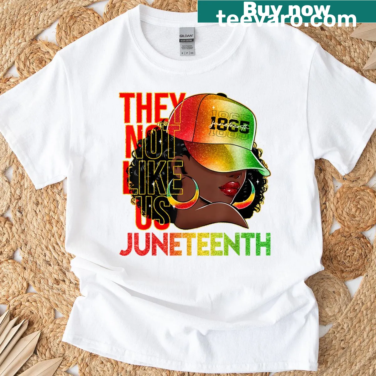 Juneteenth t-shirt with 'African American Freedom' text — on a men's t-shirt