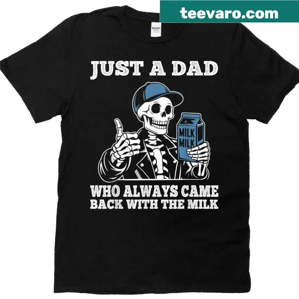 Funny dad t-shirt with playful text about milk runs