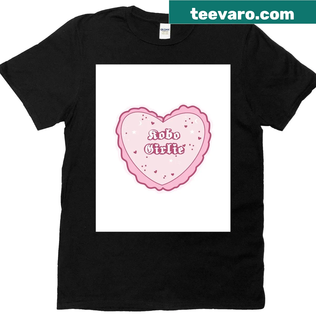Playful graphic T-shirt with Kobo Girlie text — on a men's t-shirt