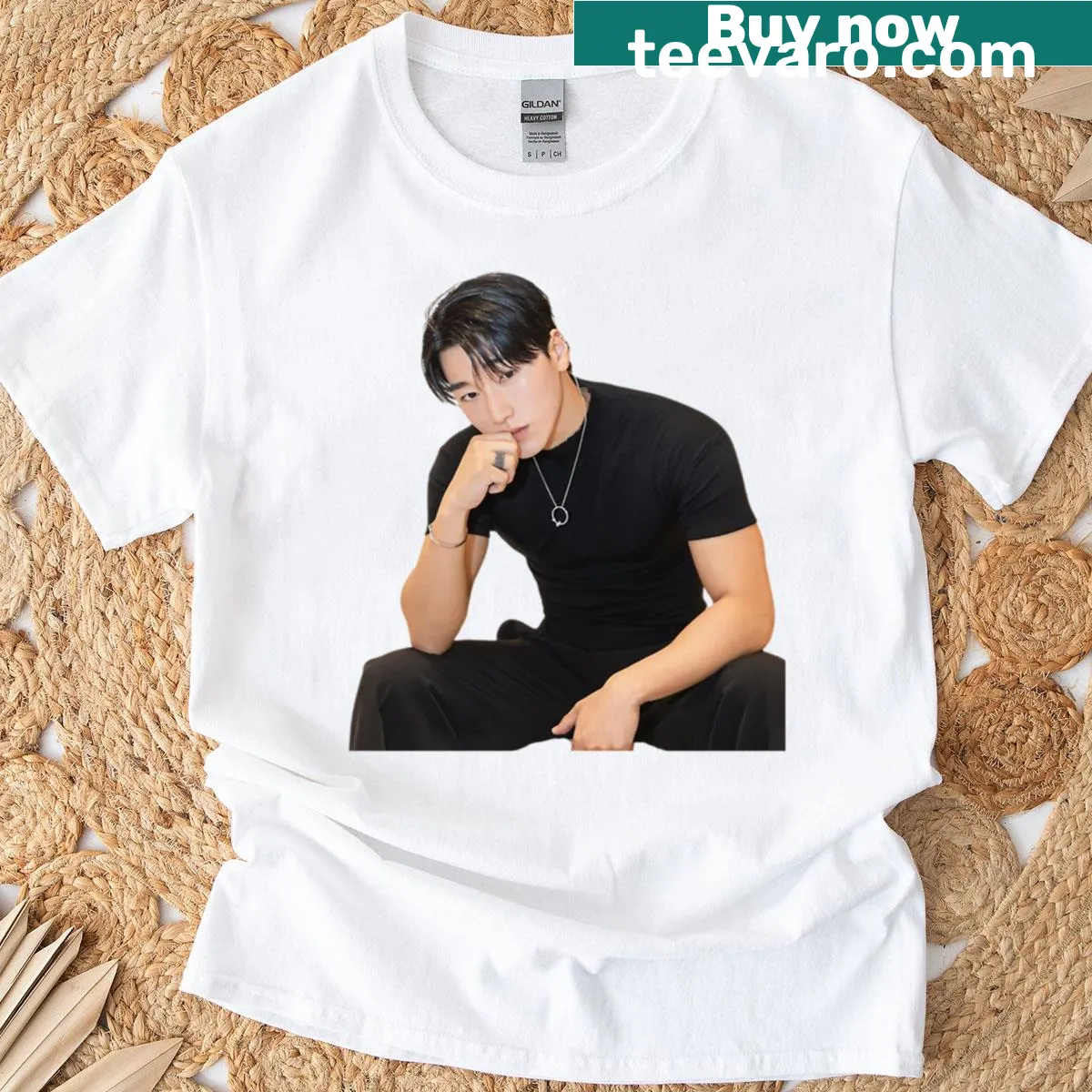 Oversized T-shirt featuring Kpop star San from Ateez — on a men's t-shirt