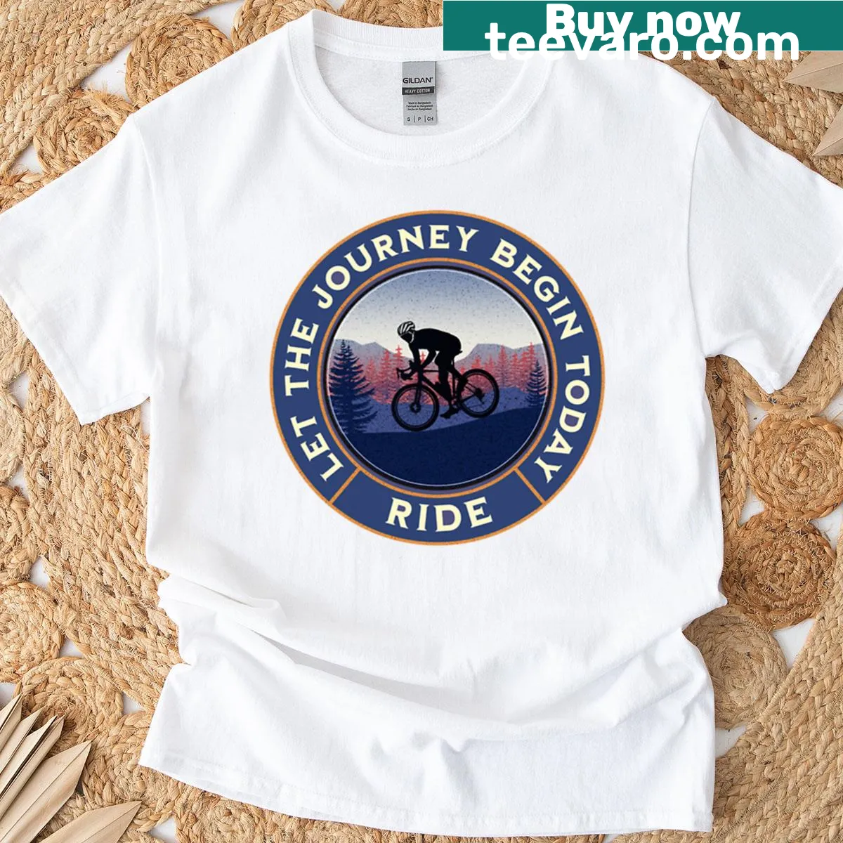 Motivational cycling t-shirt with inspiring typography for outdoor enthusiasts — on a men's t-shirt