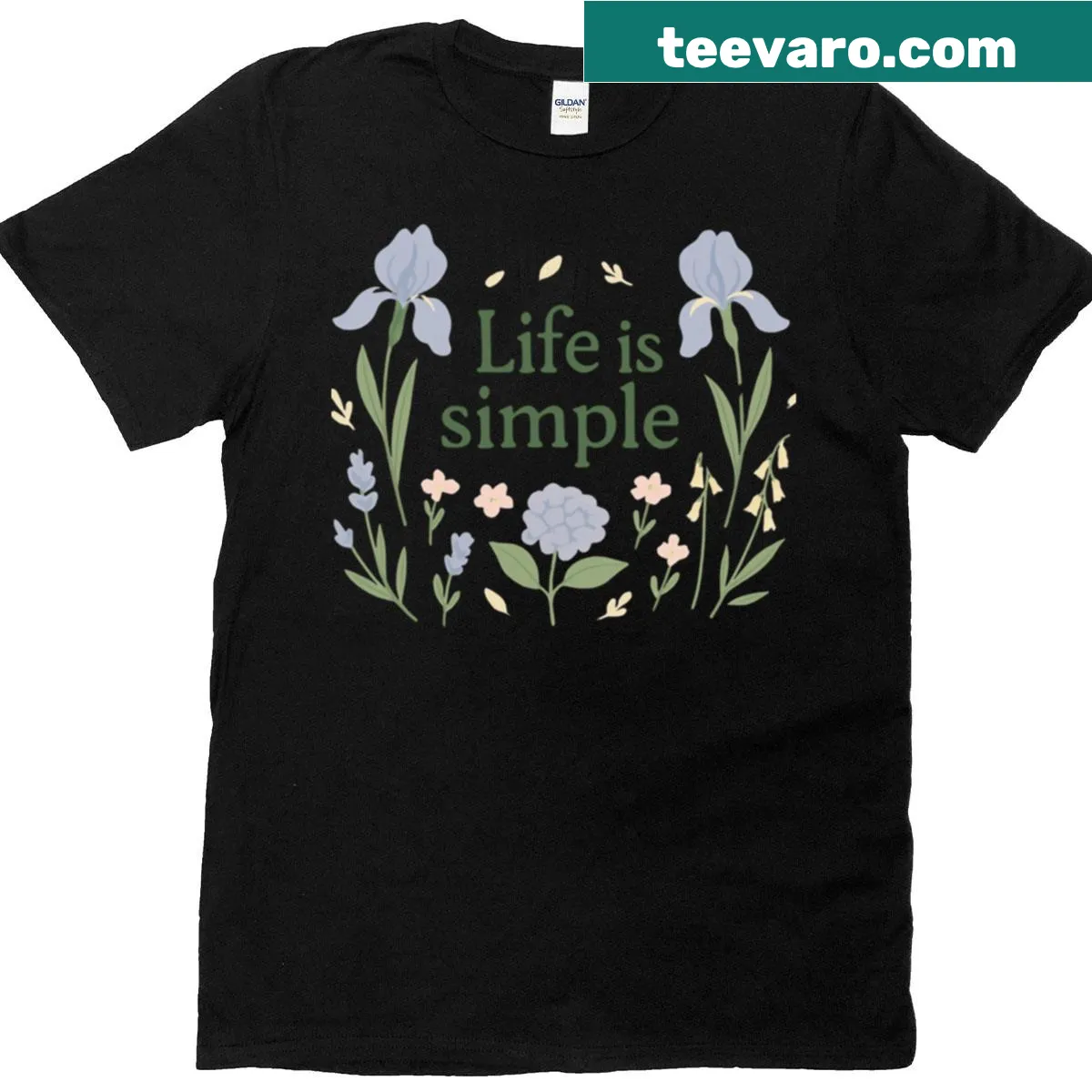 Minimalist botanical design t-shirt featuring line-art plants — on a men's t-shirt