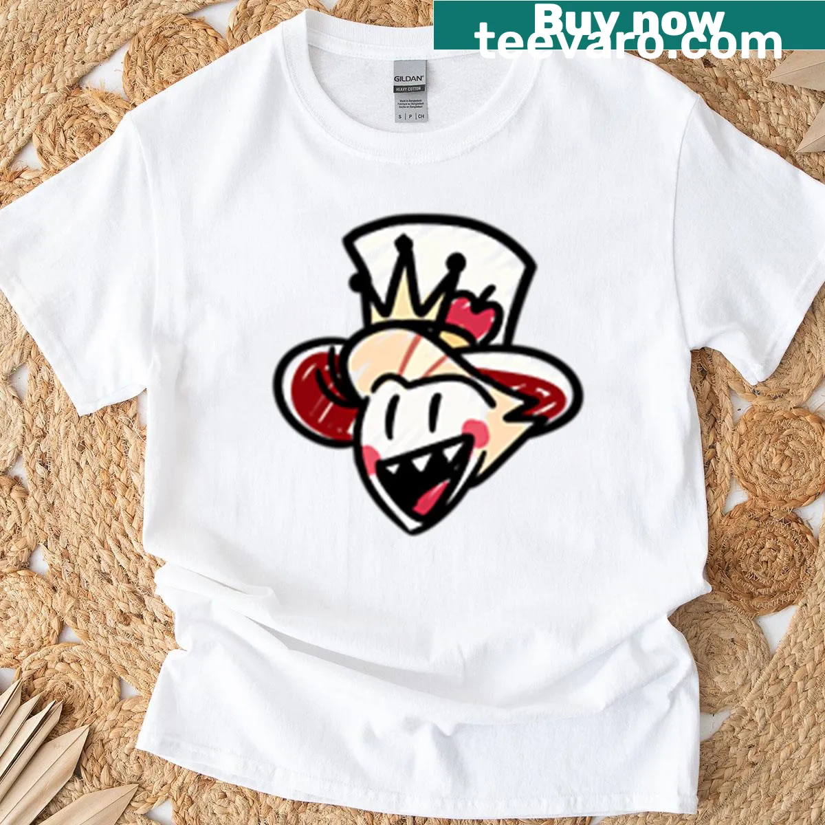 Cartoon-style t-shirt featuring a playful design of Lucifer from Hazbin Hotel — on a men's t-shirt