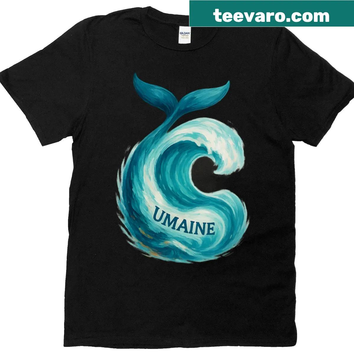 Illustrative T-shirt promoting marine science with 'Wave Warrior' theme — on a men's t-shirt
