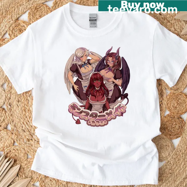 Whimsical maid café inspired graphic on t-shirt