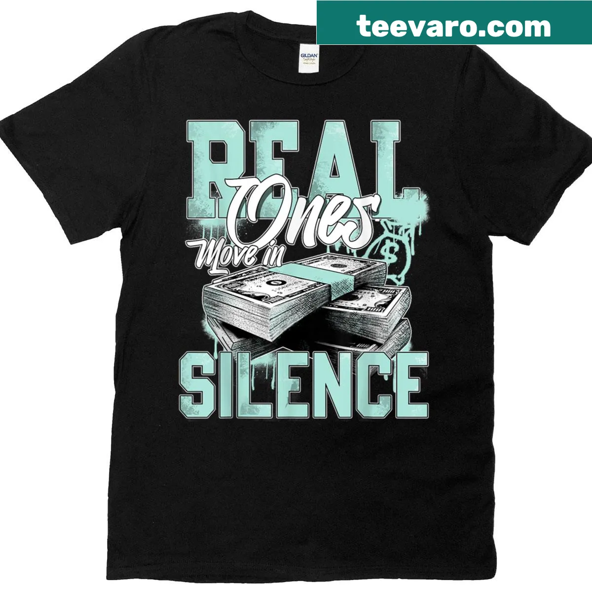 Bold typography Move In Silence T-shirt — on a men's t-shirt