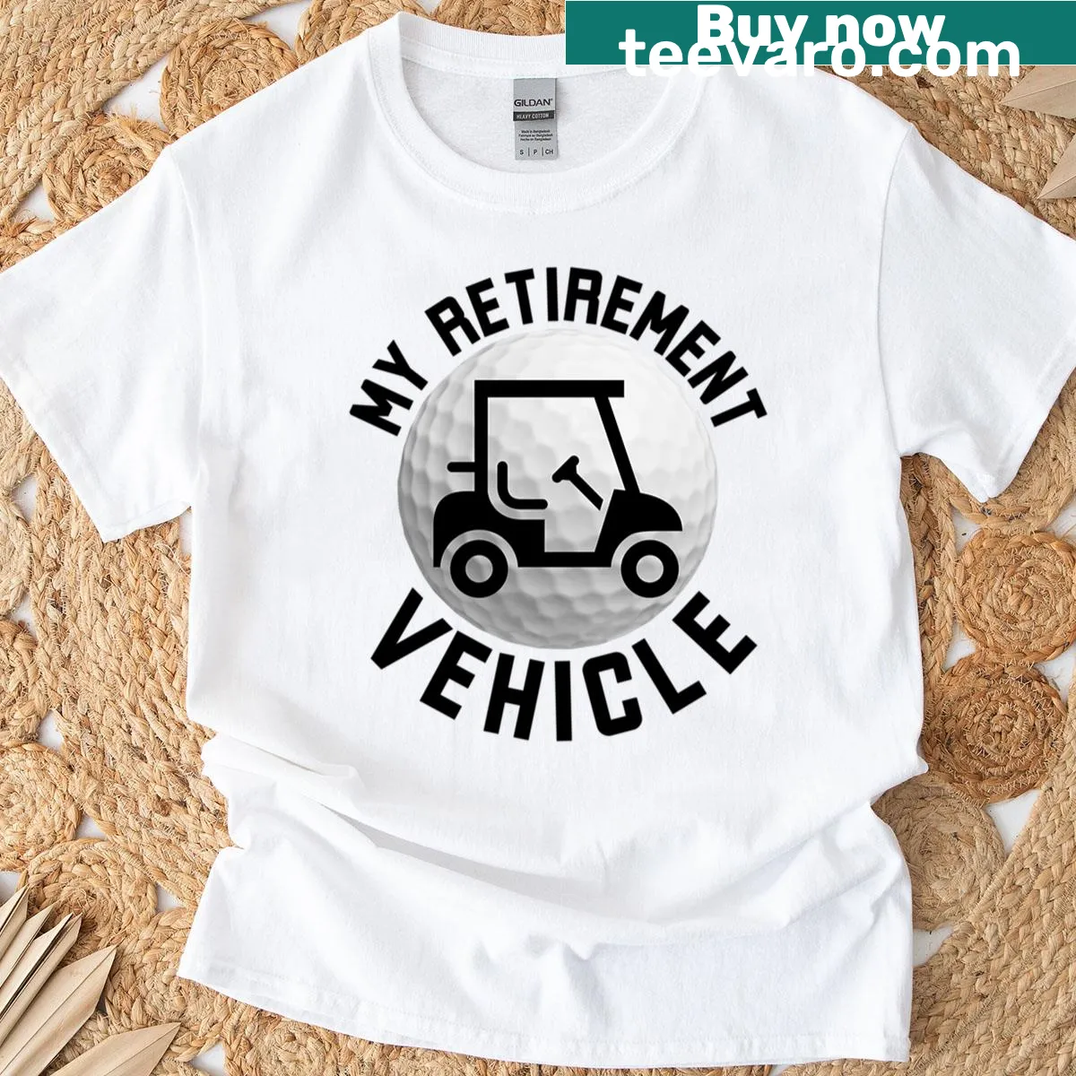 Funny golf cart design for retirees — on a men's t-shirt