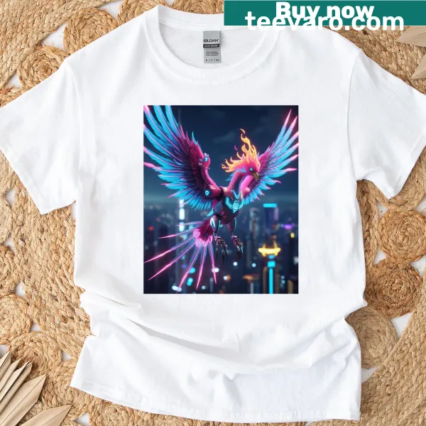 Neon phoenix design symbolizing rebirth and strength