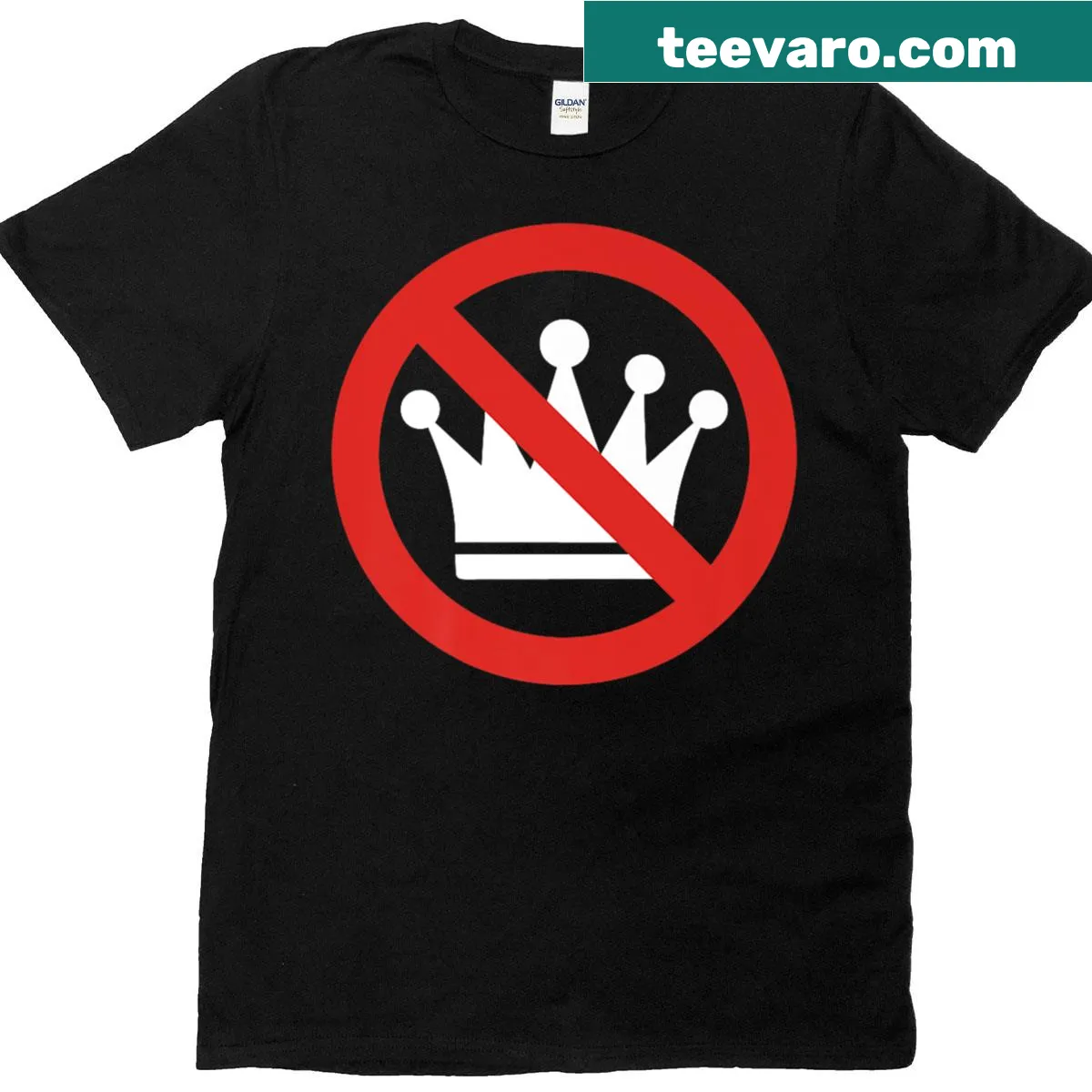 Distressed USA flag T-shirt with 'No Kings In America Since 1776' text — on a men's t-shirt
