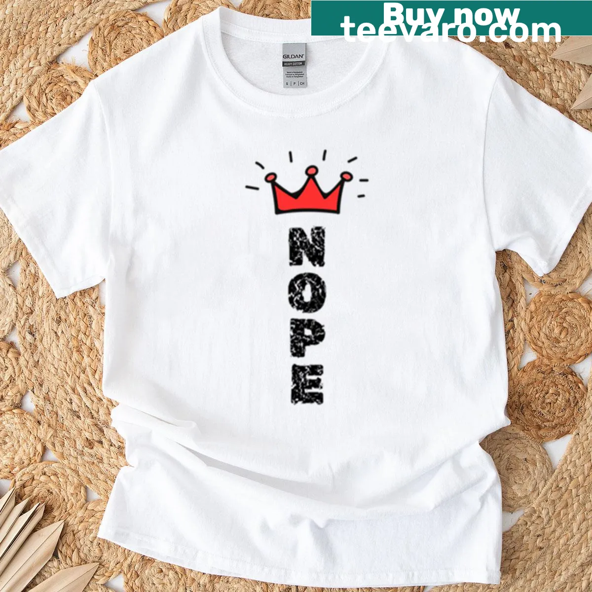 Red crown with anti-monarchy text on a premium T-shirt — on a men's t-shirt