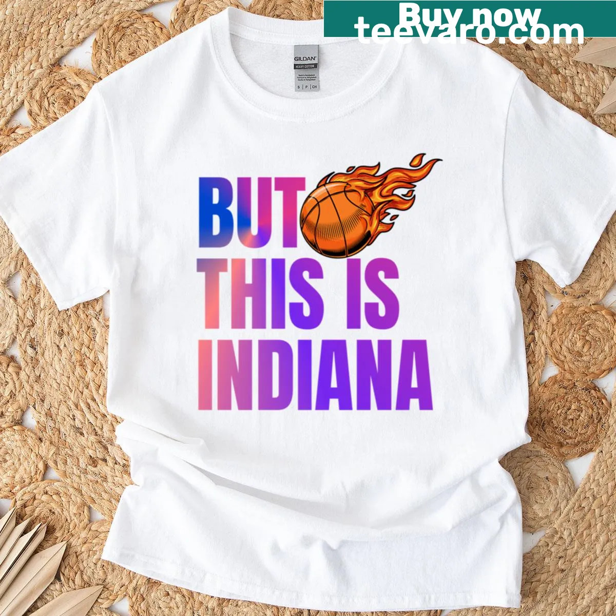 Oversized Indiana Pacers themed t-shirt — on a men's t-shirt