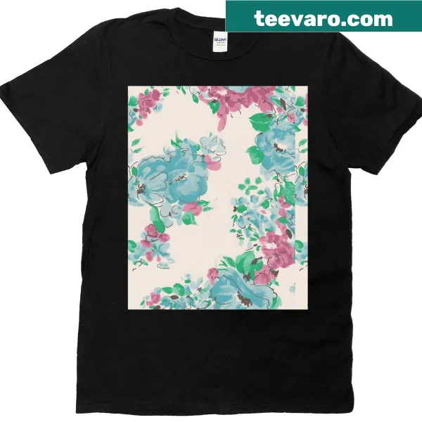 Floral graphic t-shirt in blue and pink