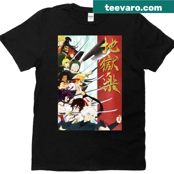 Illustrative graphic t-shirt featuring a paradise theme