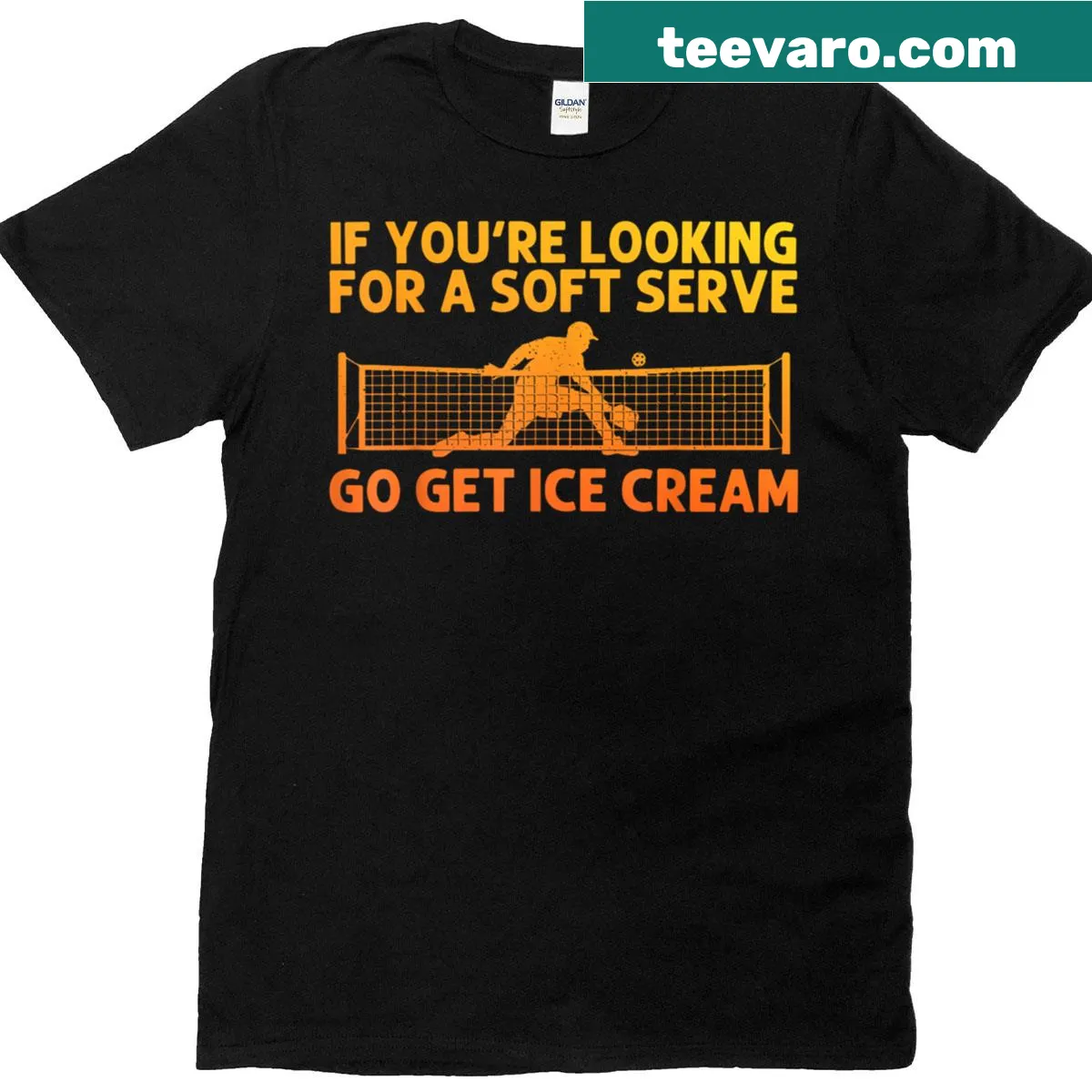 Artistic pickleball-themed T-shirt for players. — on a men's t-shirt
