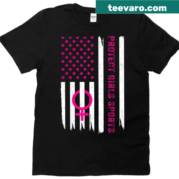 Illustration promoting girls' sports with U.S. flag on a t-shirt