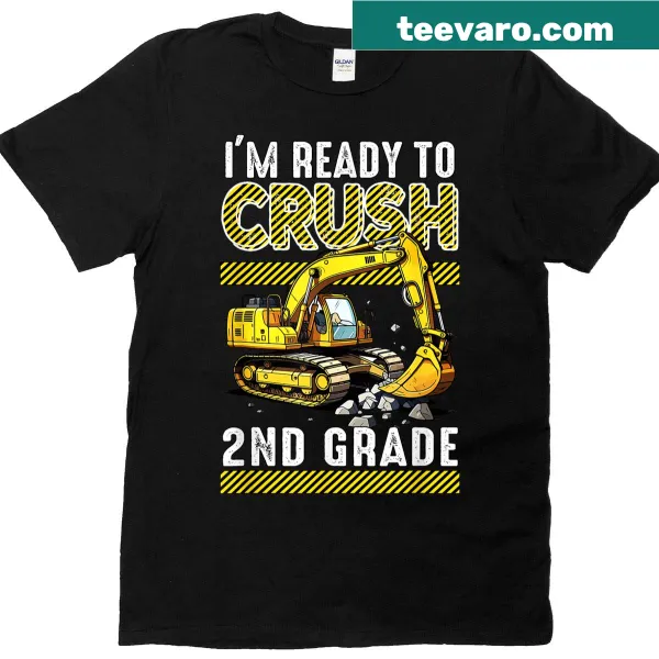 Cute excavator graphic for kids on a T-shirt