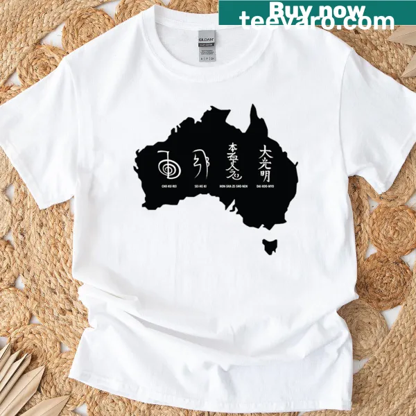 T-shirt with a Reiki map illustration of Australia