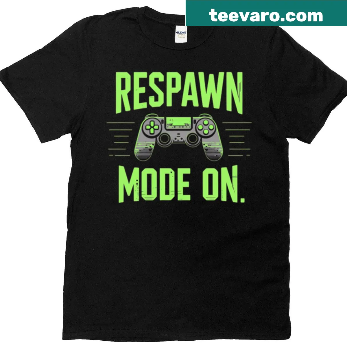 Playful gaming t-shirt with 'Respawn Mode On' text — on a men's t-shirt