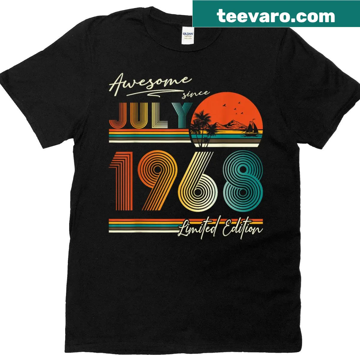 Vintage-styled T-shirt celebrating a 57th birthday, marking July 1968. — on a men's t-shirt