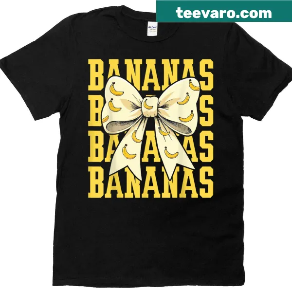 Cute retro bananas and bow design on a T-shirt for girls and women