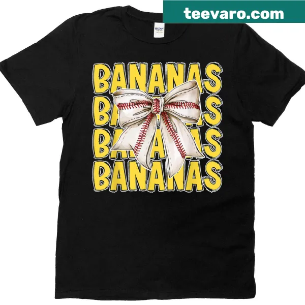 Cute retro bananas and bow graphic on a T-shirt for kids and women