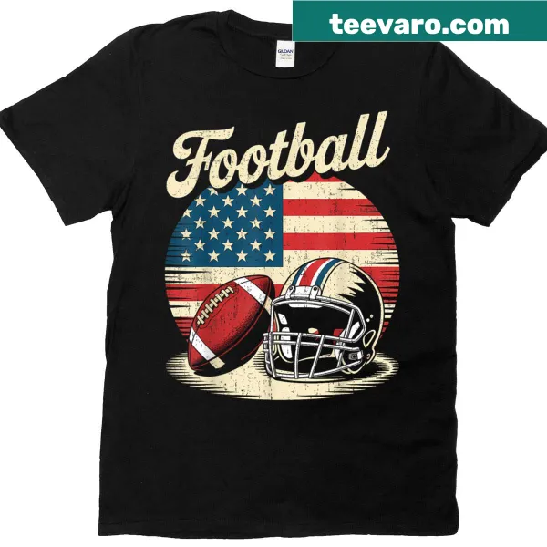 Patriotic t-shirt with a football and USA flag design
