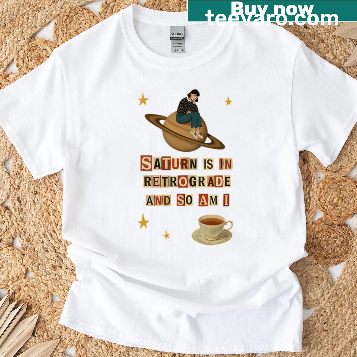 Astrology-themed T-shirt with a humorous message about retrograde — on a men's t-shirt