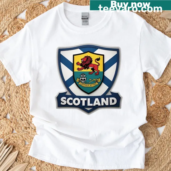 Text design of 'Scotland' on a T-shirt